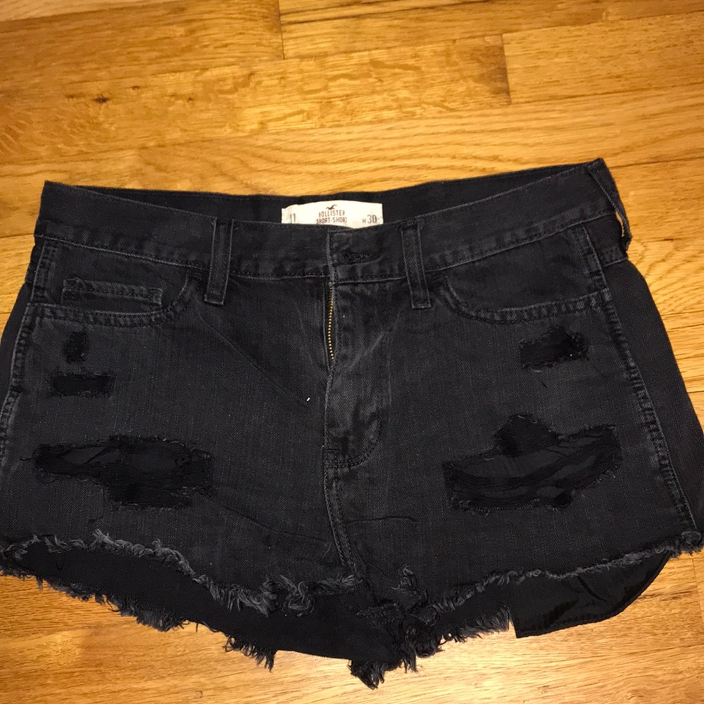 Hollister Black High-Rise Distressed Shorts
